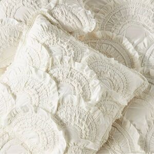 Anthropologie Rivulets European Shams - Set with Inserts Included - Off White